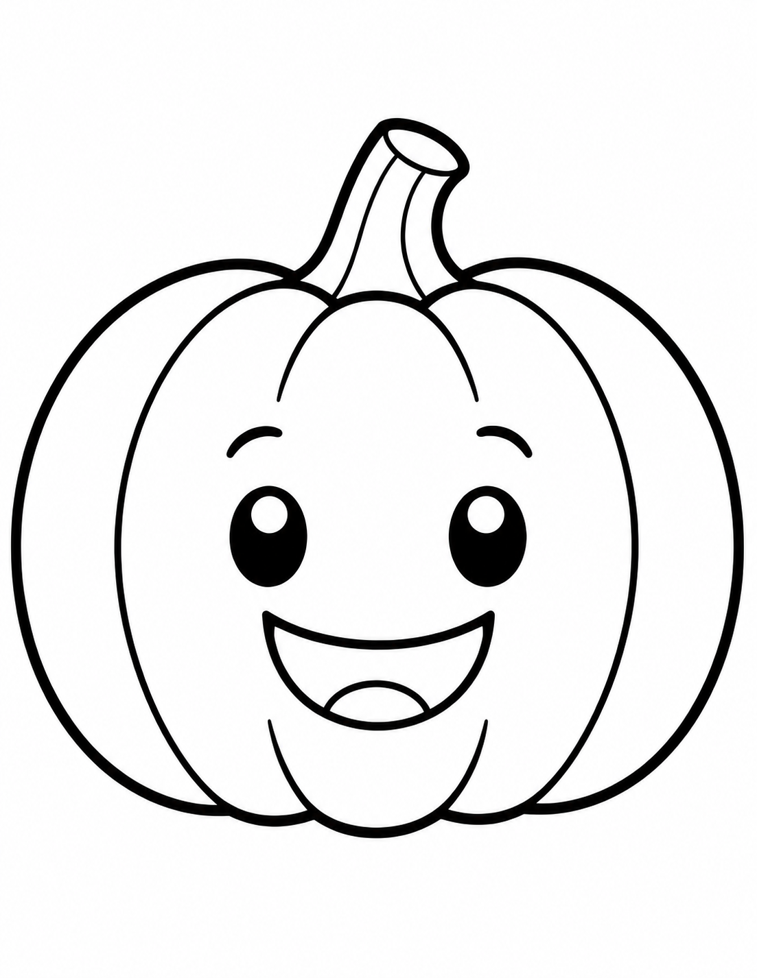 Simple happy pumpkin coloring page for preschool and kindergarten kids